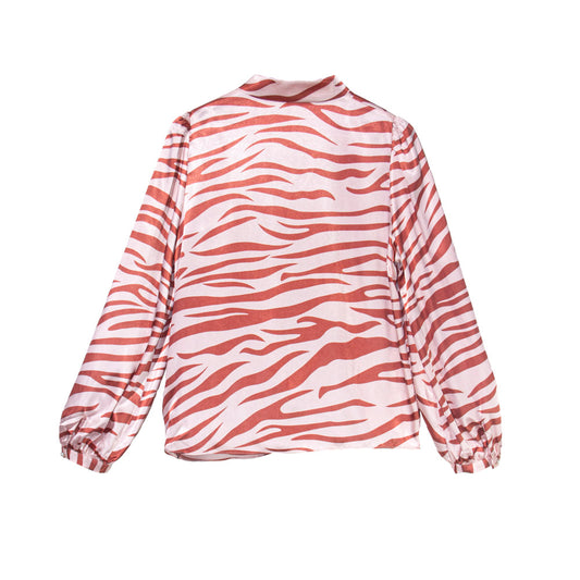 Striped High-Neck Blouse