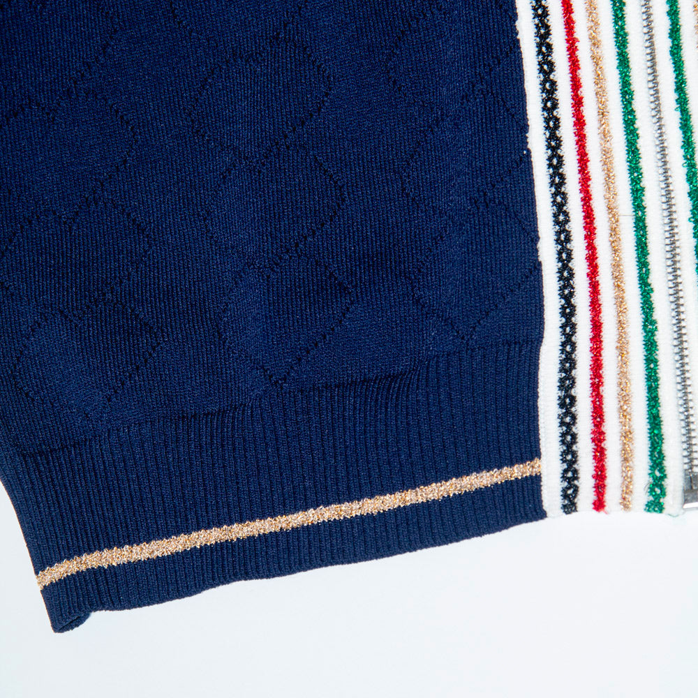 Navy Luxe Zip-Up Cardigan