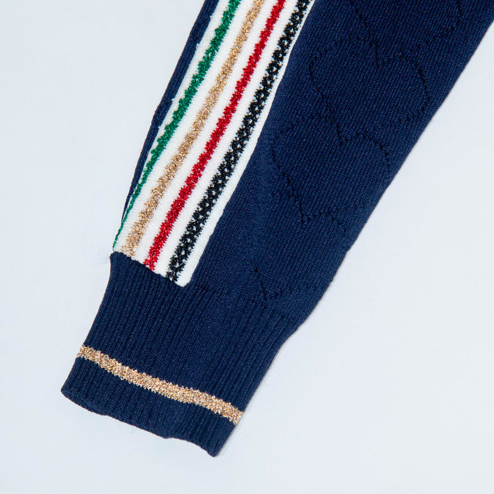 Navy Luxe Zip-Up Cardigan