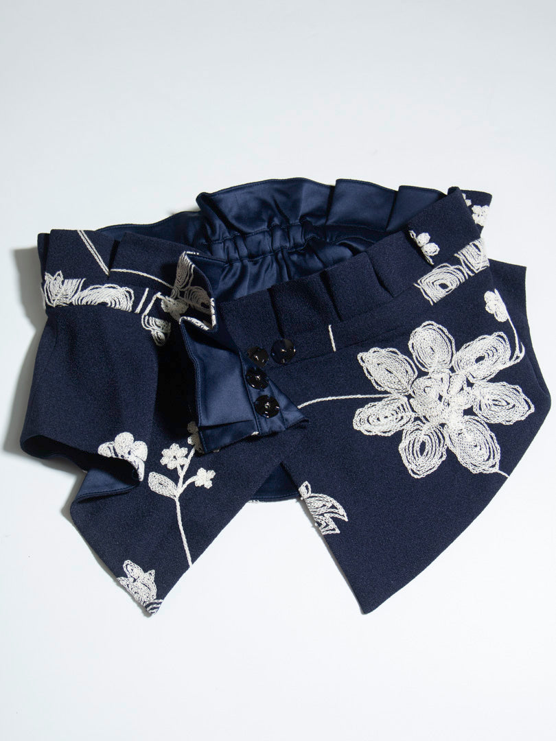 Floral Accent Navy Dress
