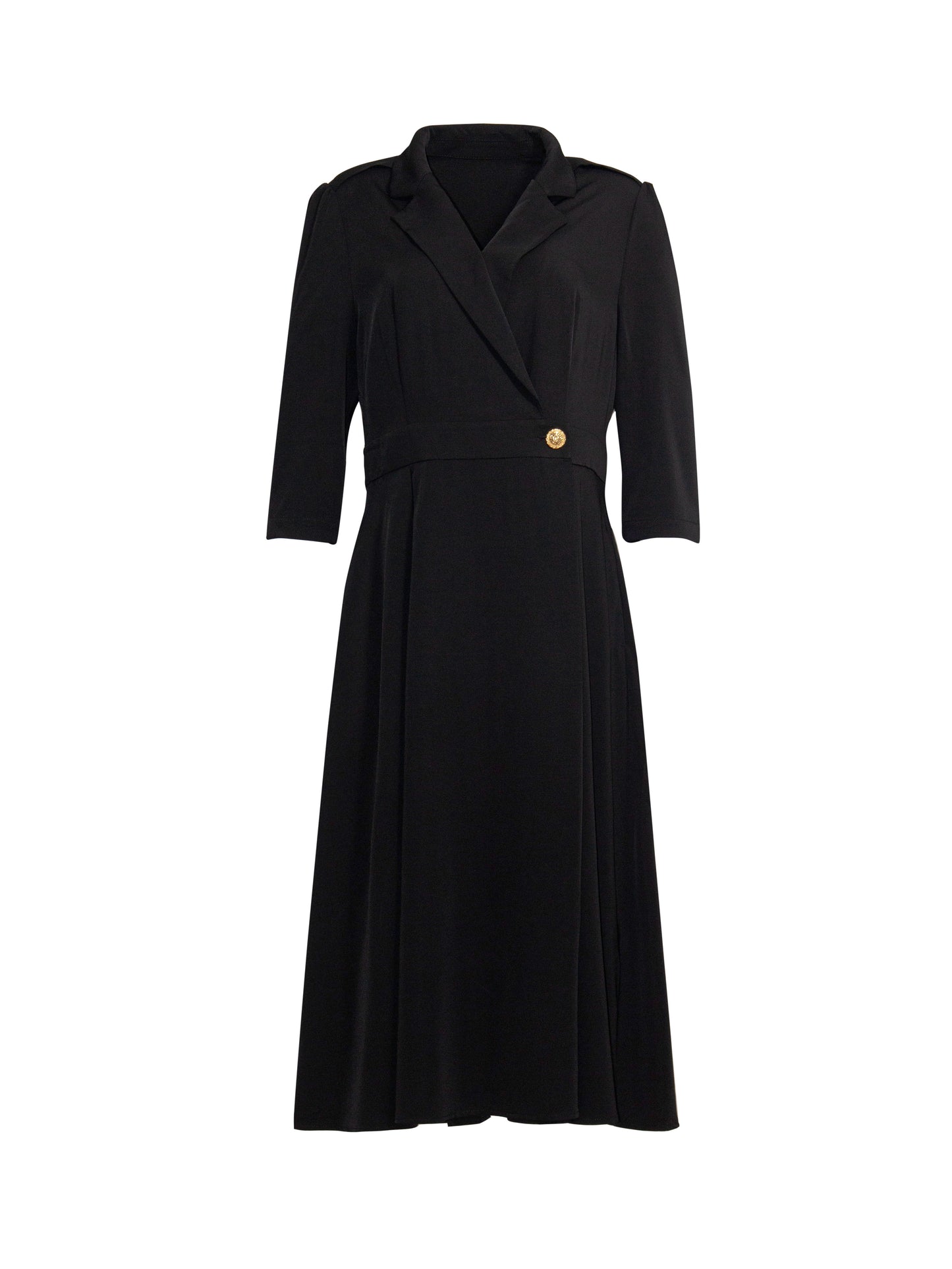 Wrap Style Midi Dress with Side Pockets