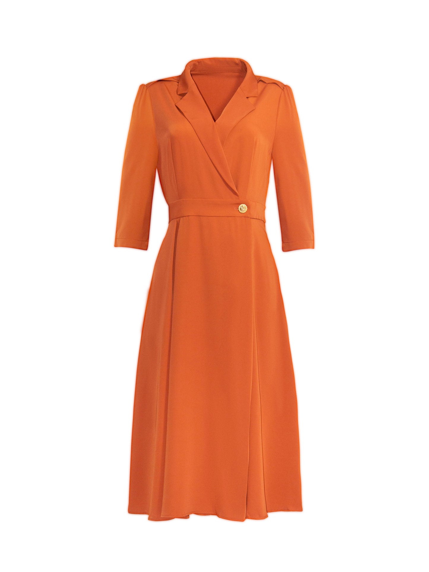 Wrap Style Midi Dress with Side Pockets