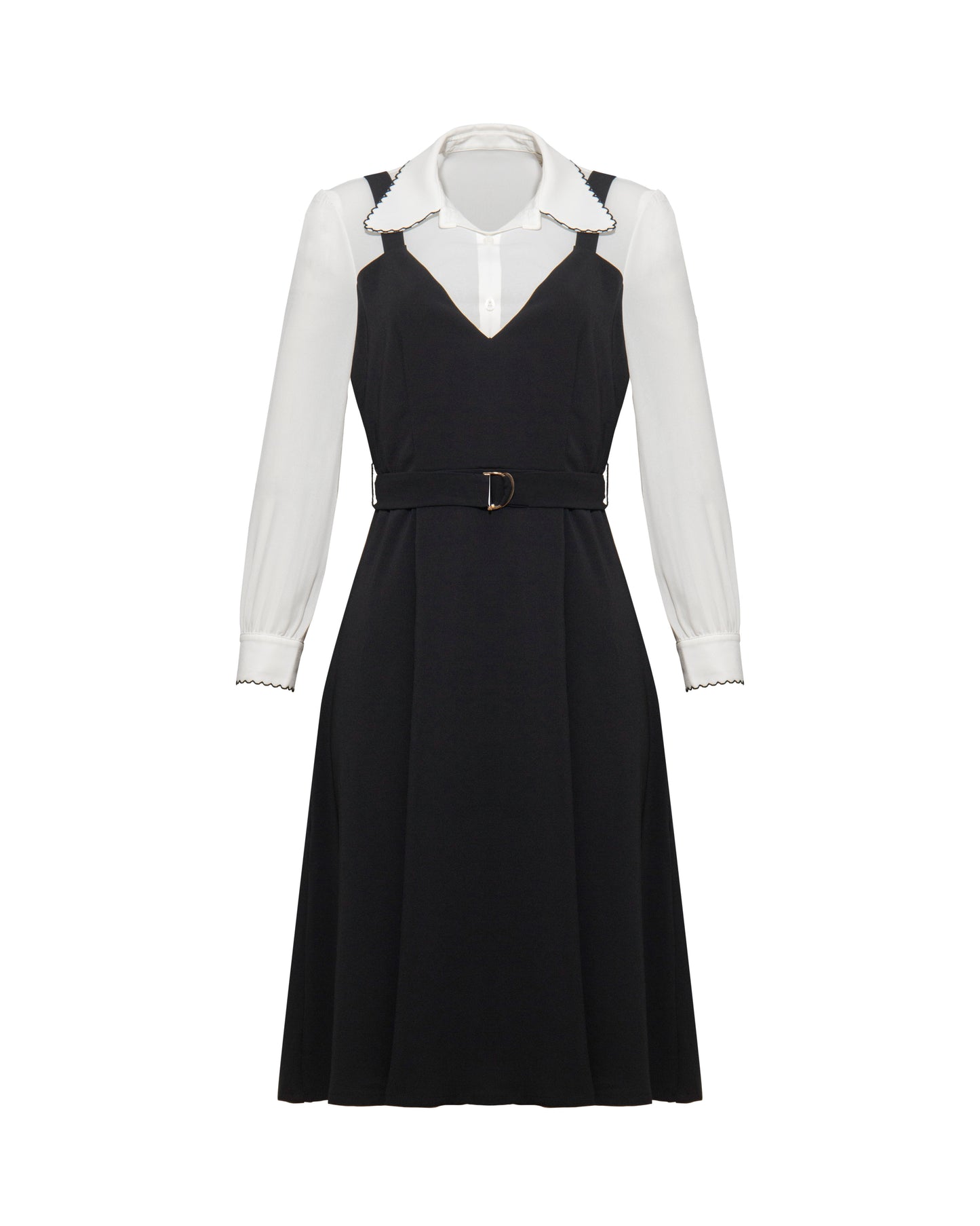 Two-Piece Look Dress with Belt