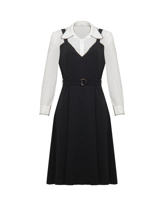 Two-Piece Look Dress with Belt