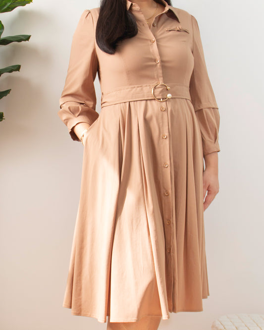 Timeless Charm Belted Shirt Dress