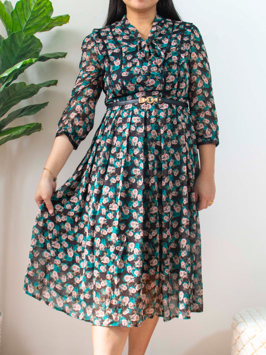 Floral Chiffon Midi Dress