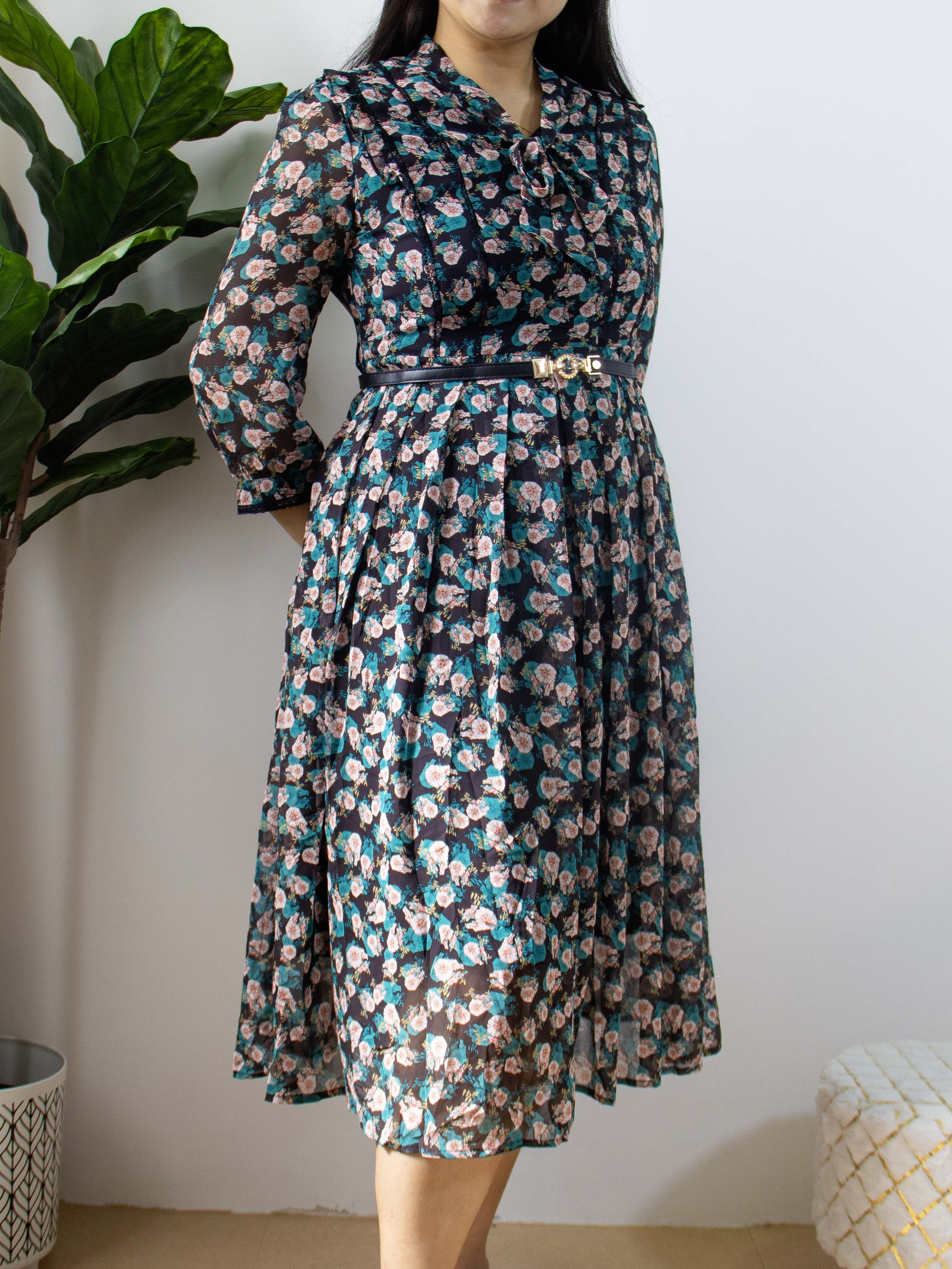 Floral Chiffon Midi Dress – MARI