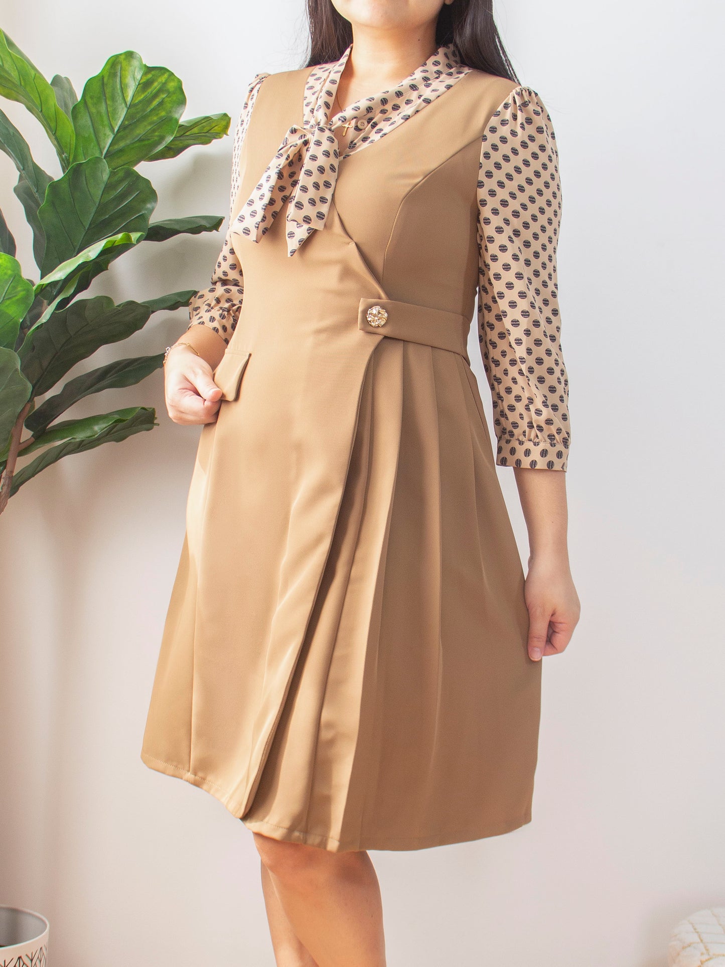 Polka Tie Accent Dress