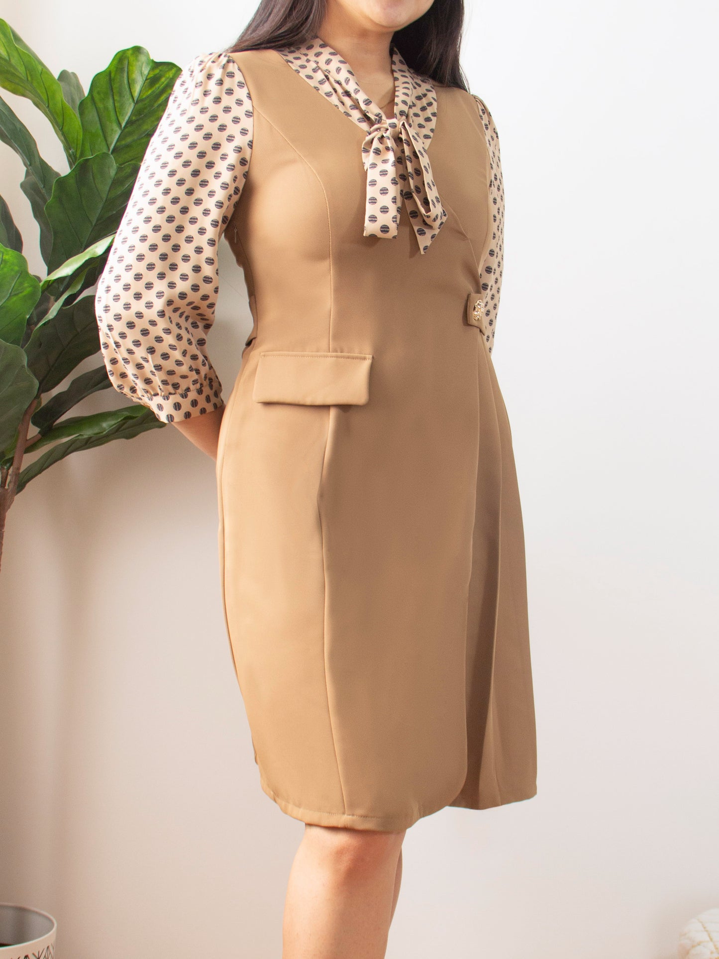 Polka Tie Accent Dress