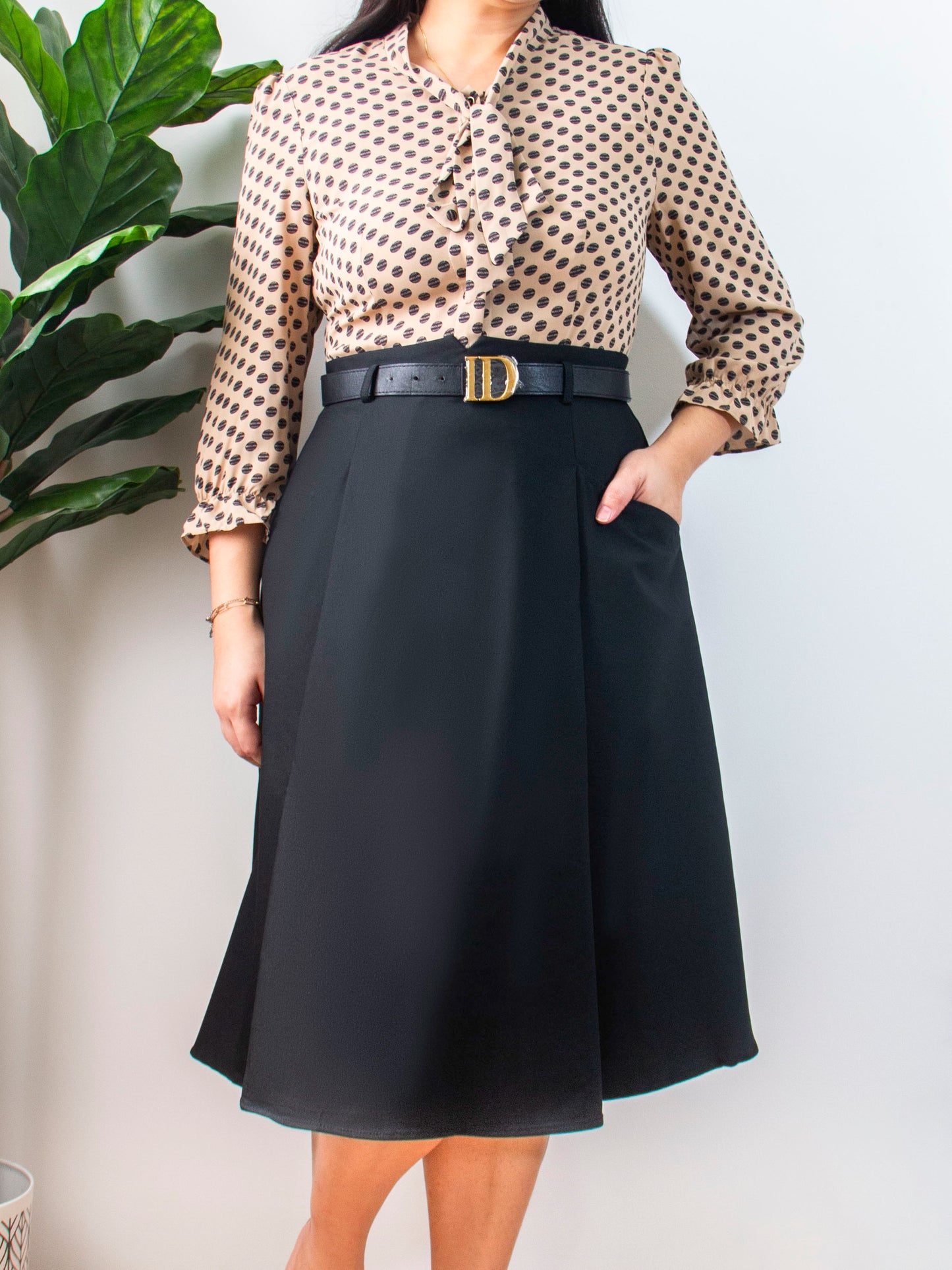 Black Printed Top Dress & Cropped Vest