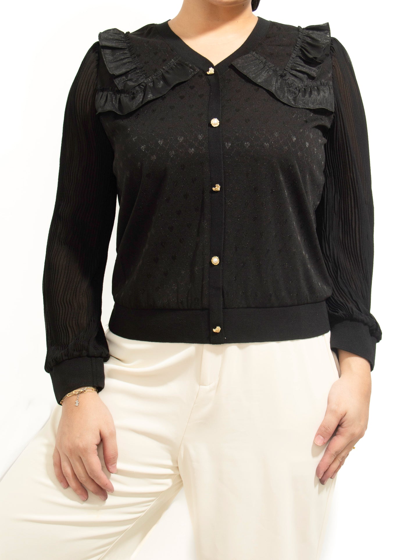 Ruffled Heart Knit Top