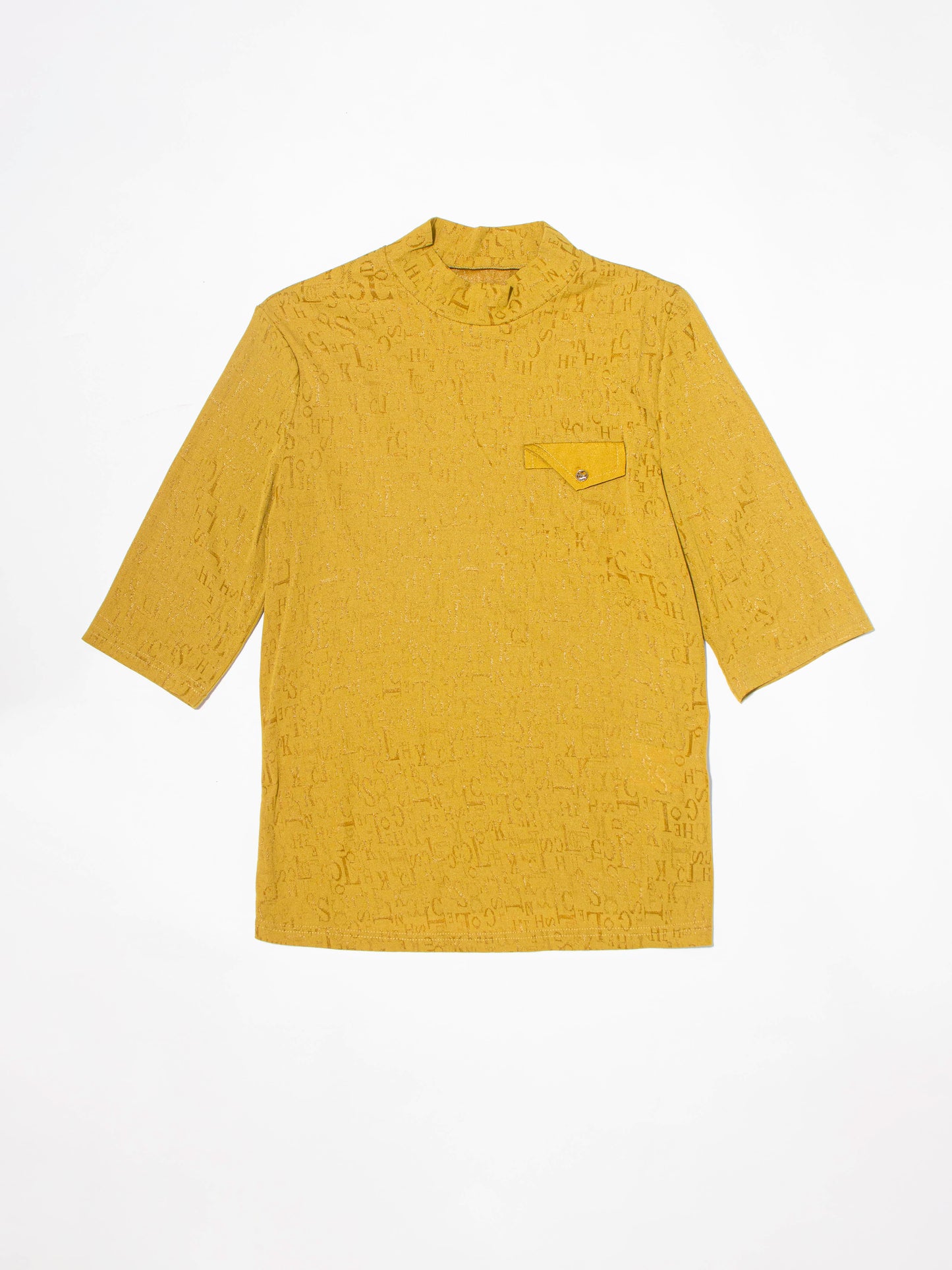 Letter Embossed Mock Neck Top