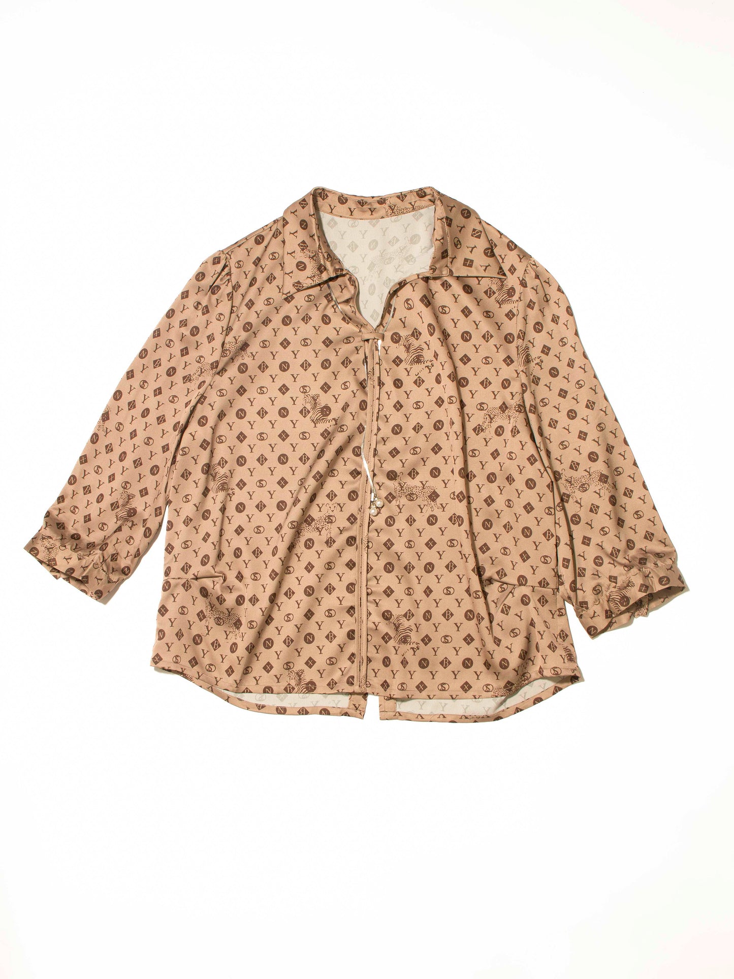 Printed Tie-Neck Blouse