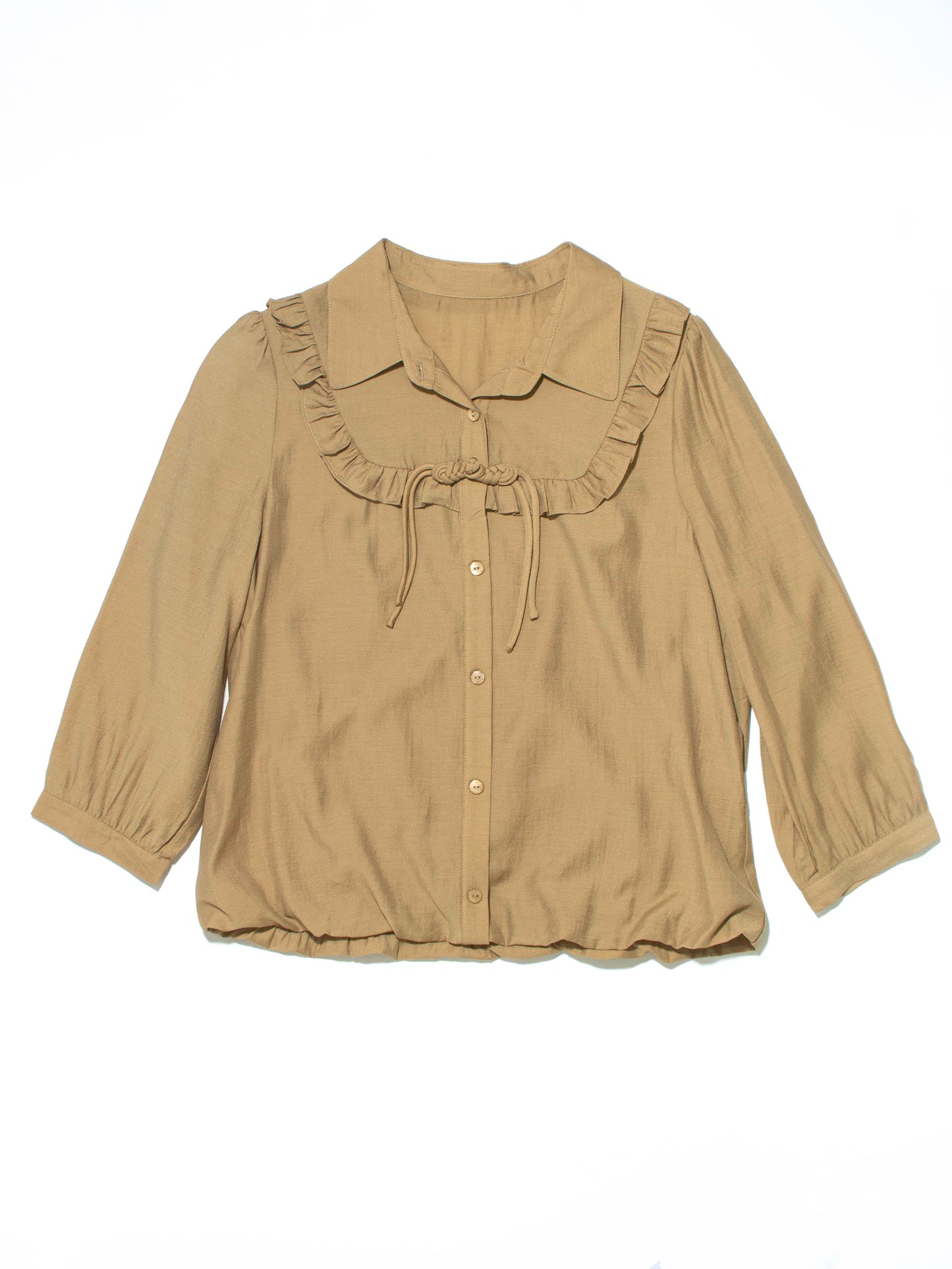 Ruffled Collar Blouse with Bow Detail