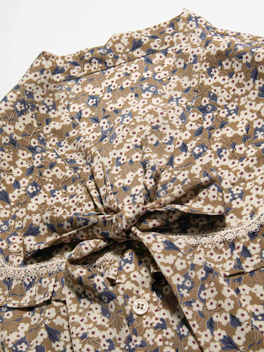 Floral Lace-Trim Blouse