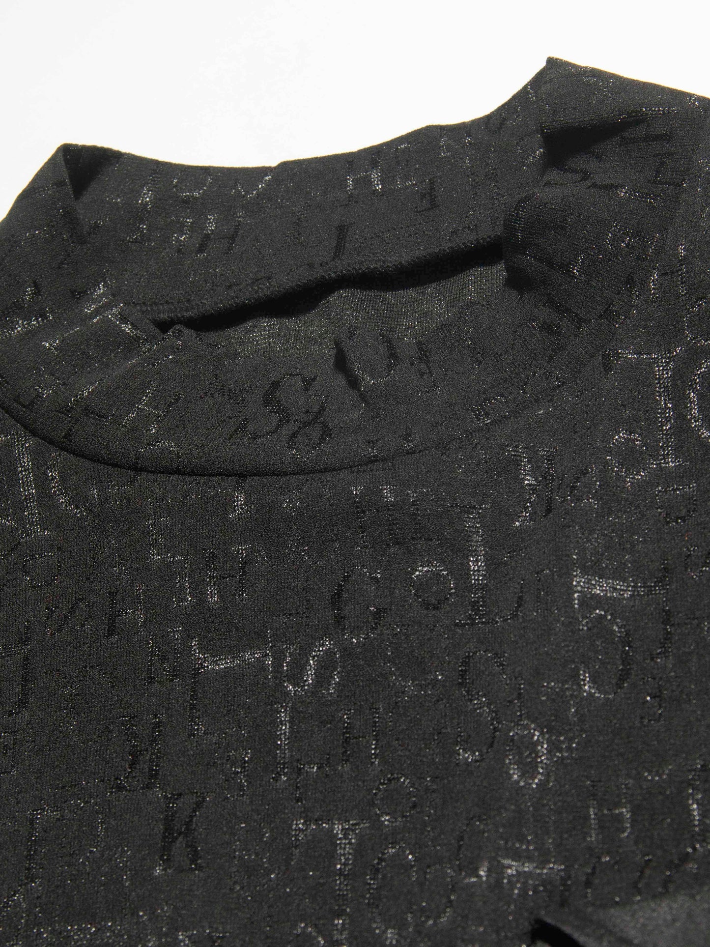 Letter Embossed Mock Neck Top