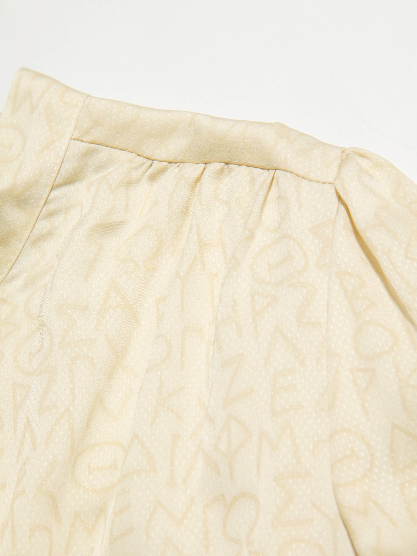 Cream Script Print Bow Blouse