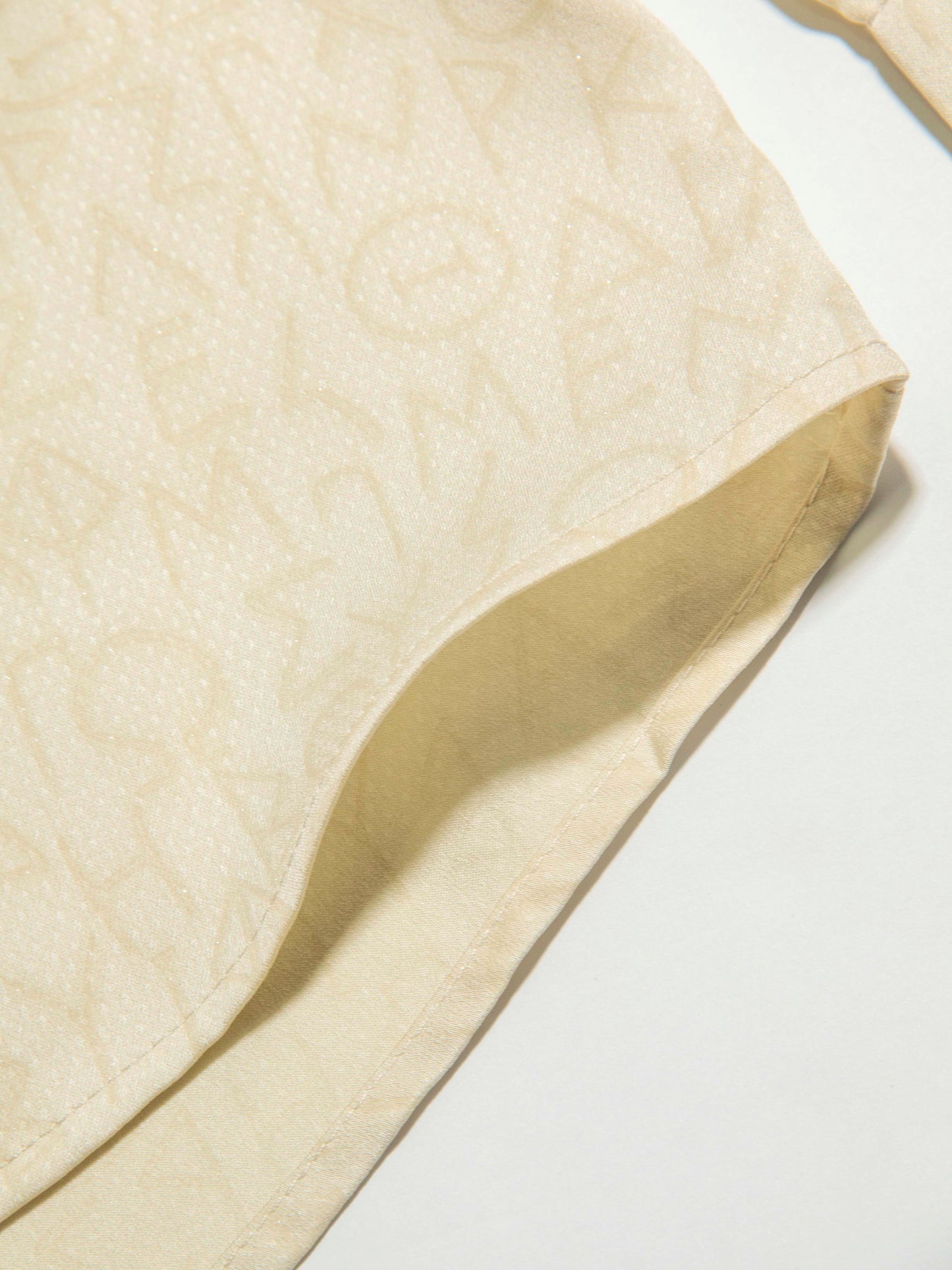 Cream Script Print Bow Blouse