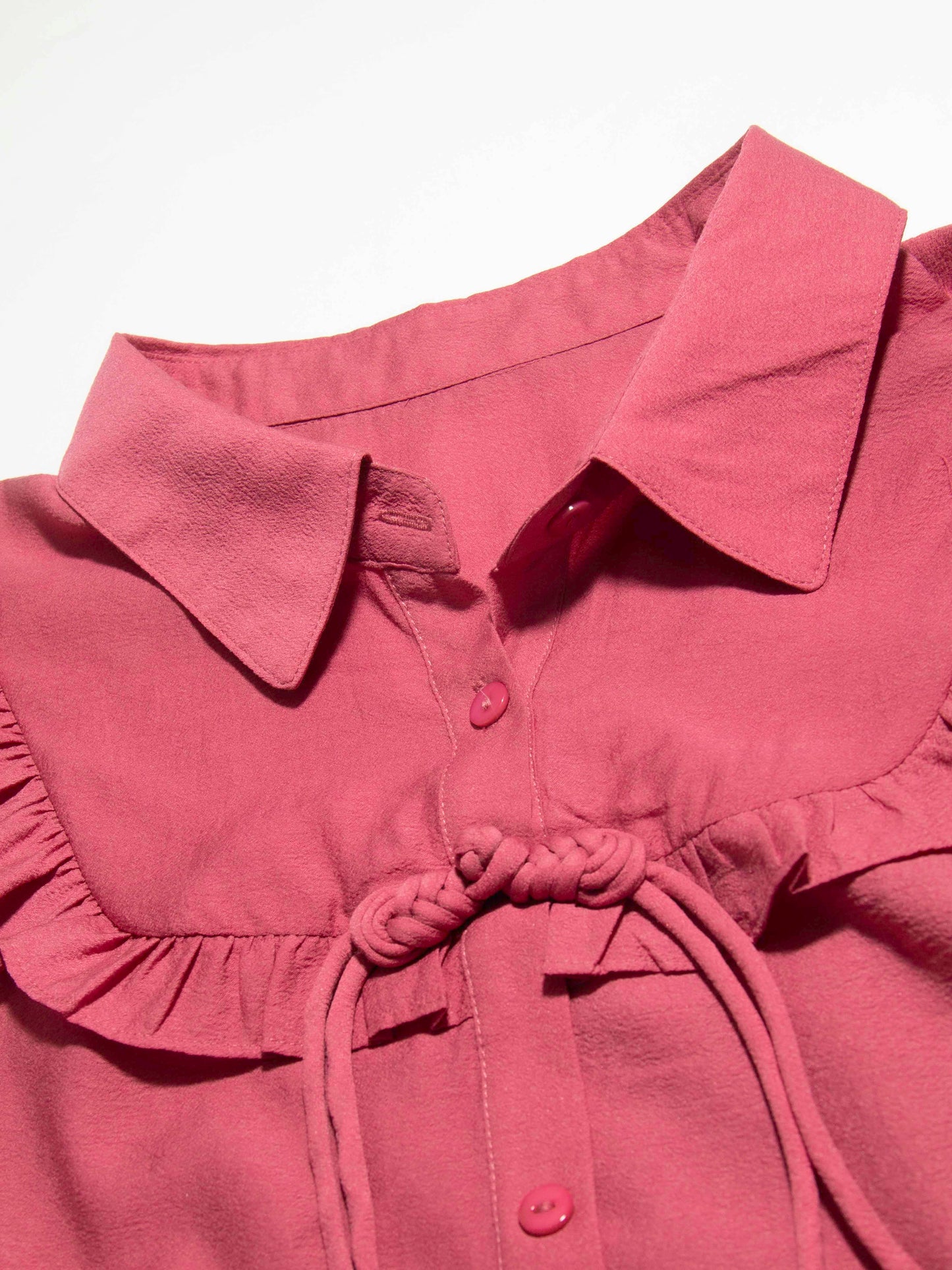 Ruffled Collar Blouse with Bow Detail
