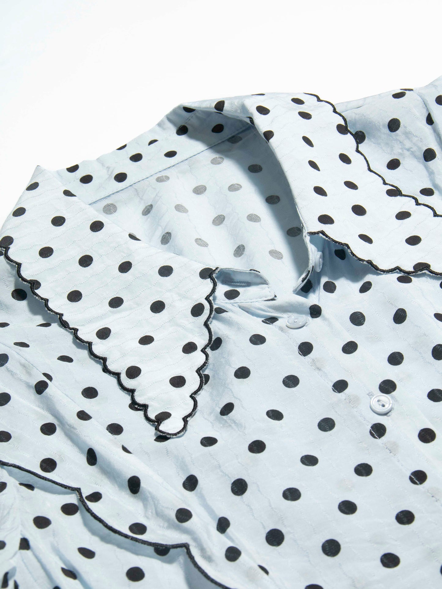 Scallop Collar Polka Dot Blouse