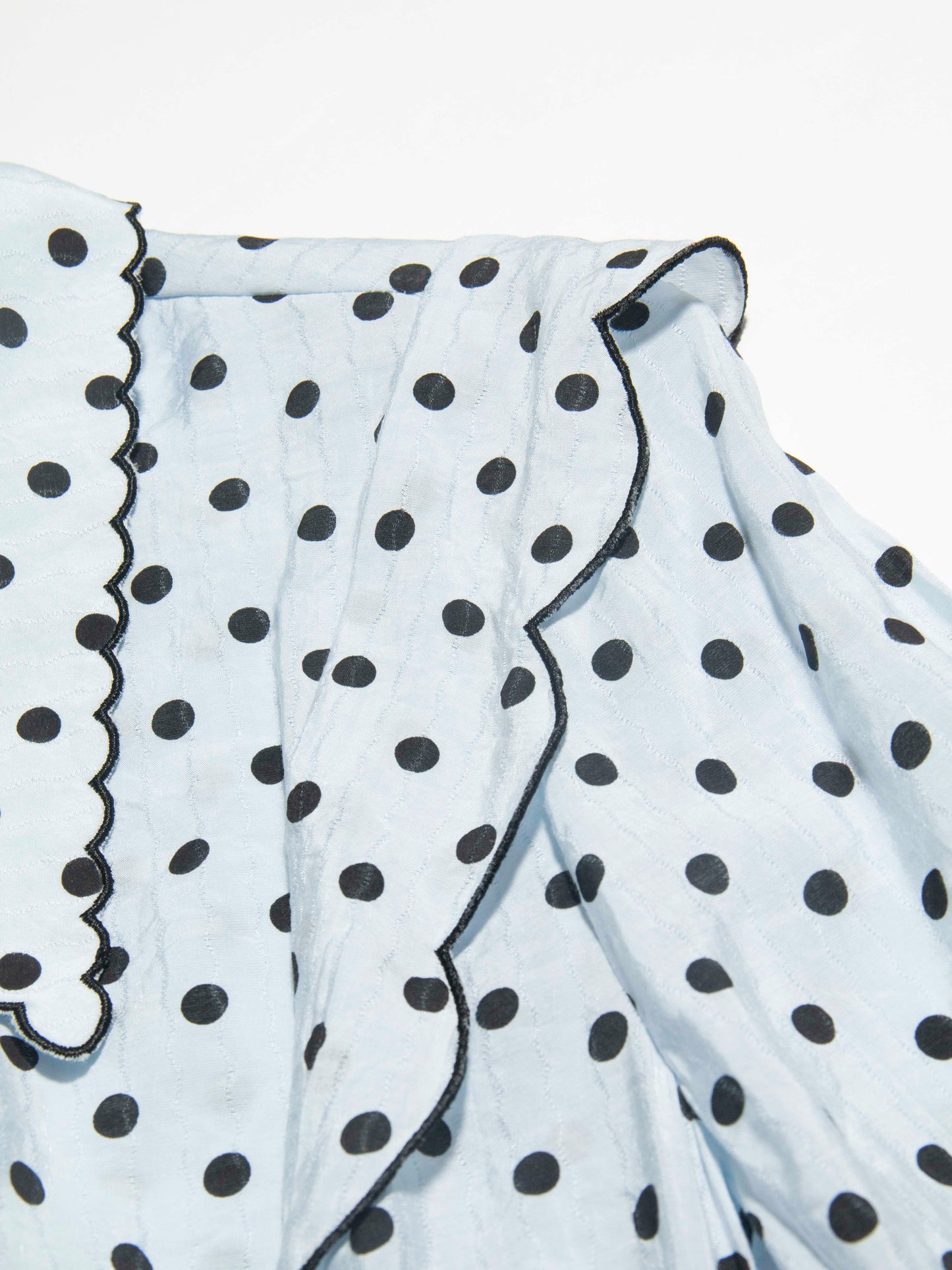 Scallop Collar Polka Dot Blouse