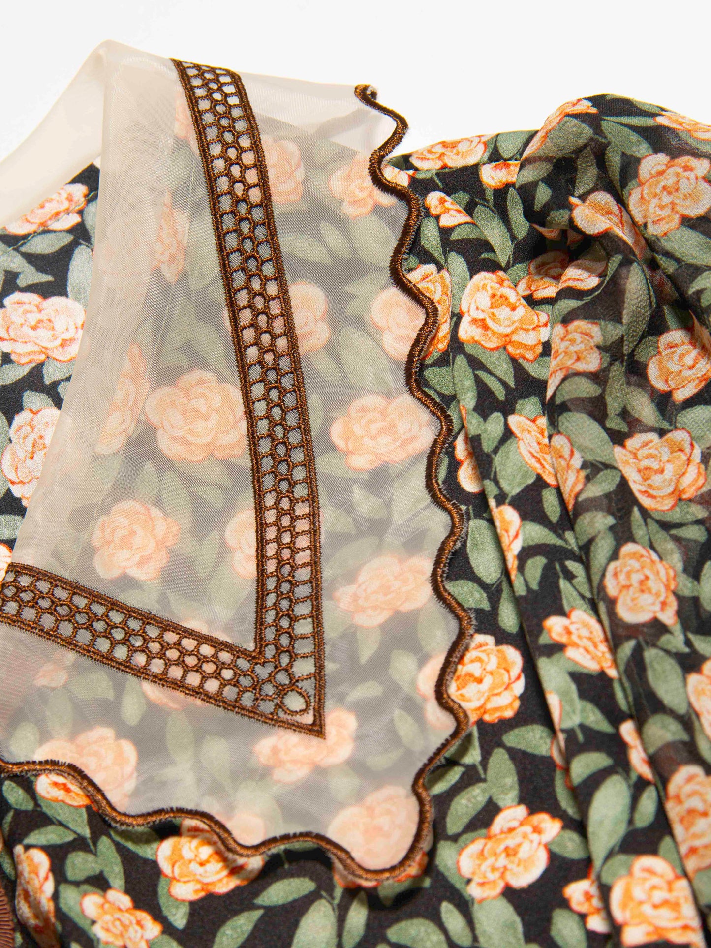 Floral Mesh Collar Blouse