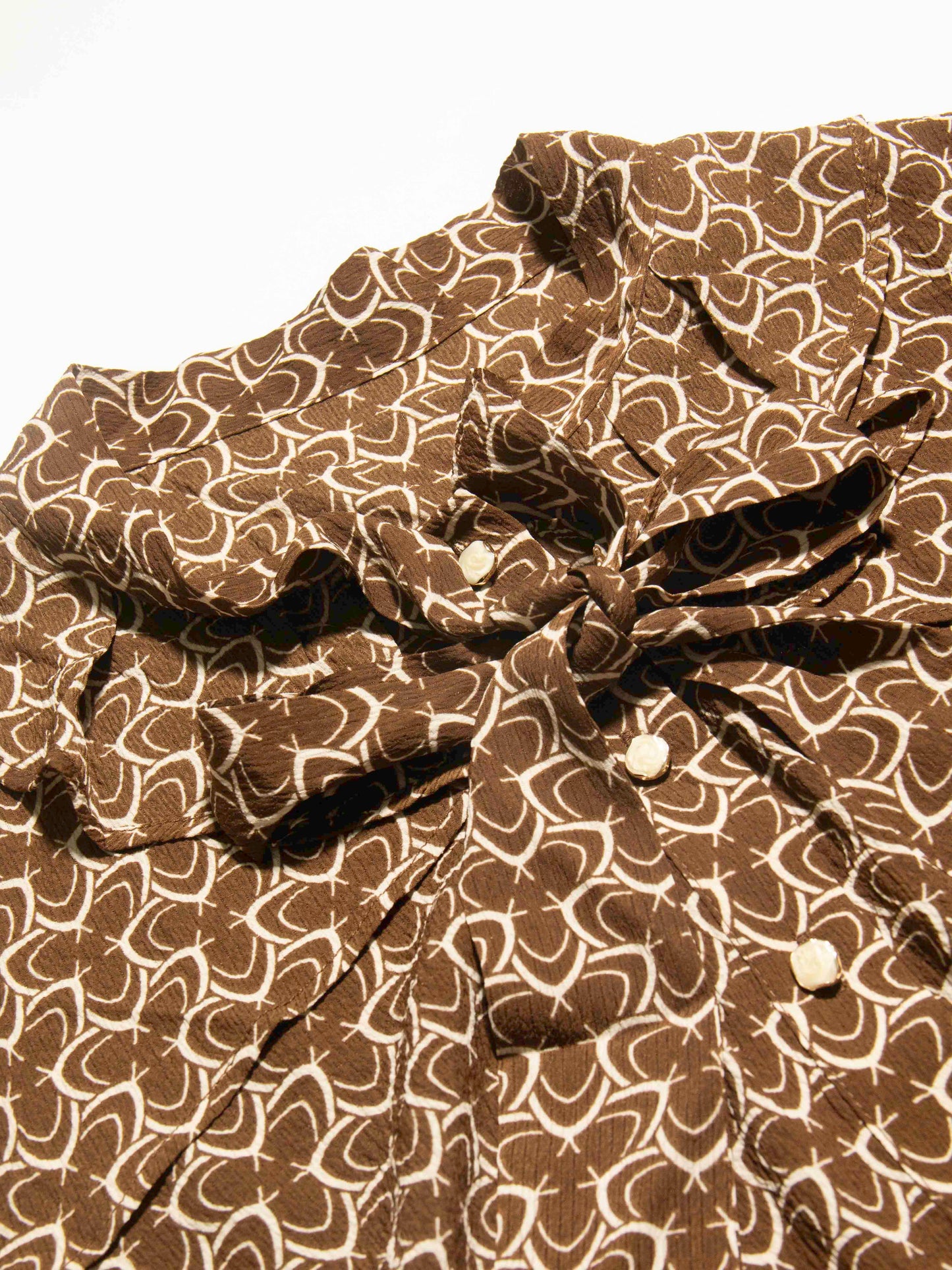 Printed Tie-Neck Blouse