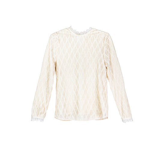 Ivory Lace Trim Blouse
