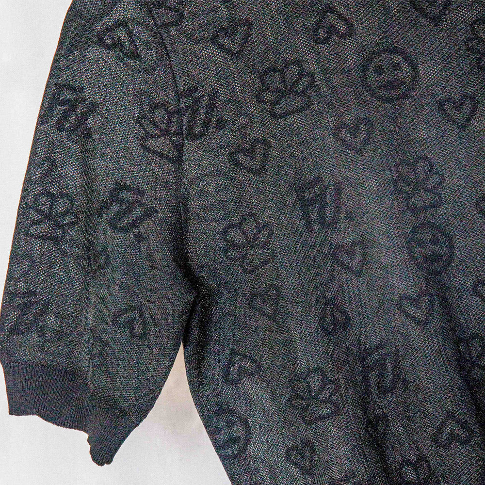 Black Patterned Mesh Top