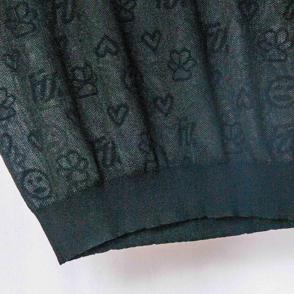 Black Patterned Mesh Top