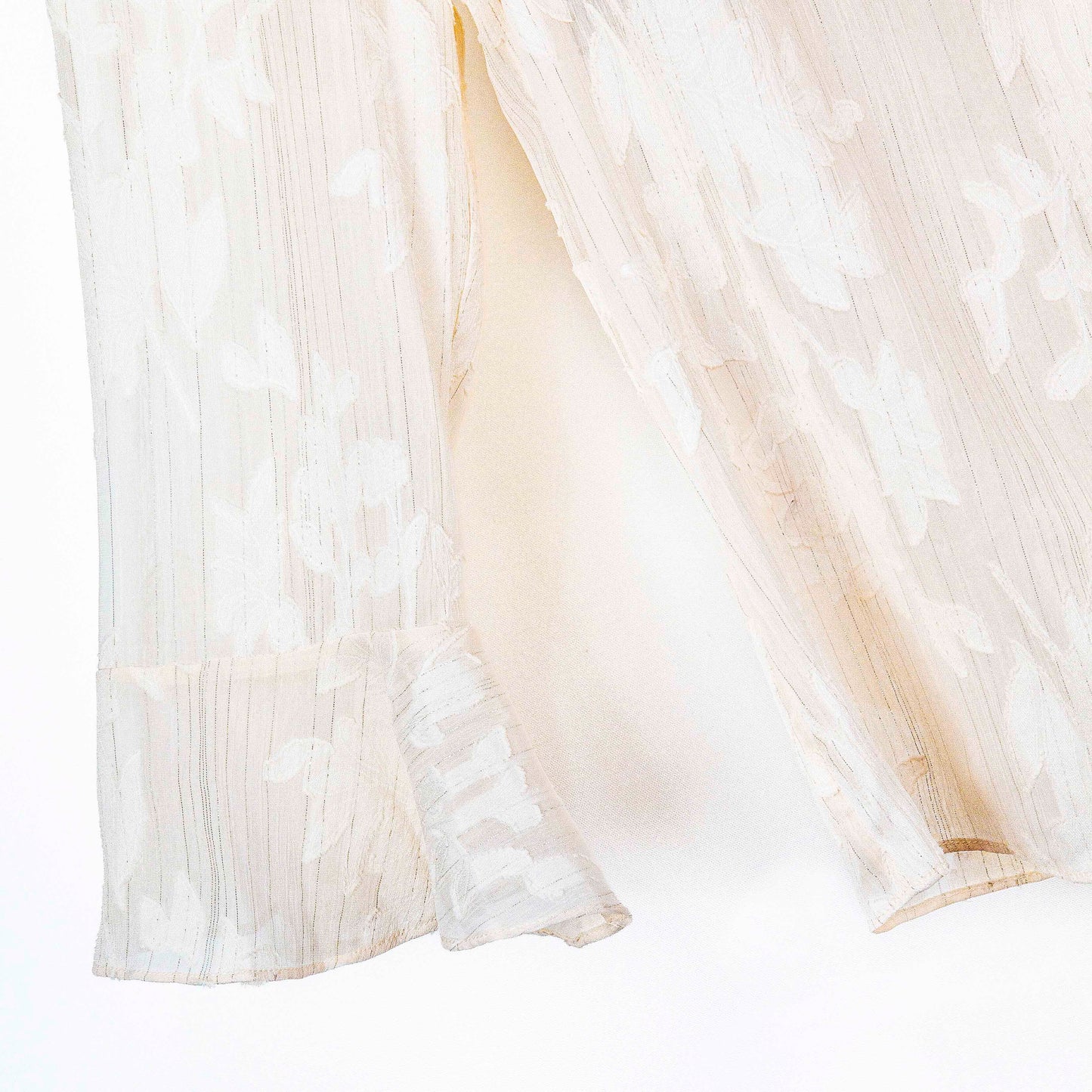 Semi-Sheer Light Nude Ruffle Blouse