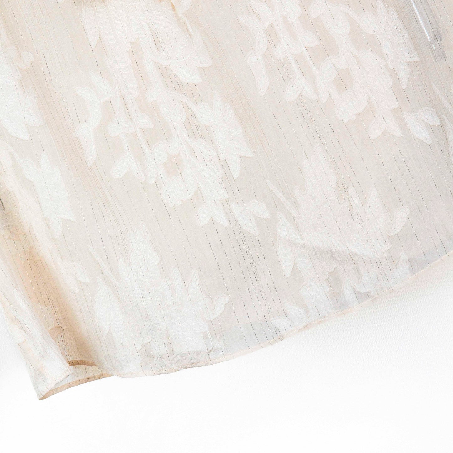 Semi-Sheer Light Nude Ruffle Blouse