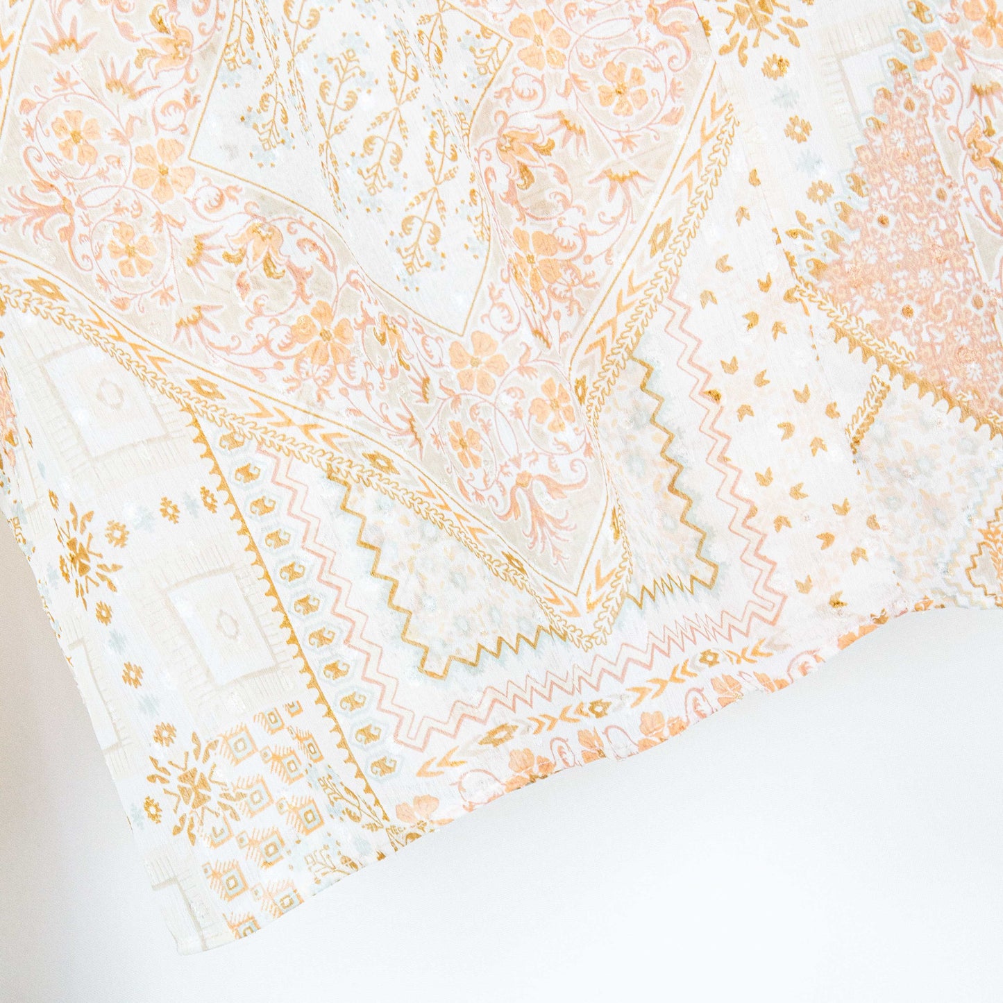 Semi-Sheer Geometric Floral Print Blouse