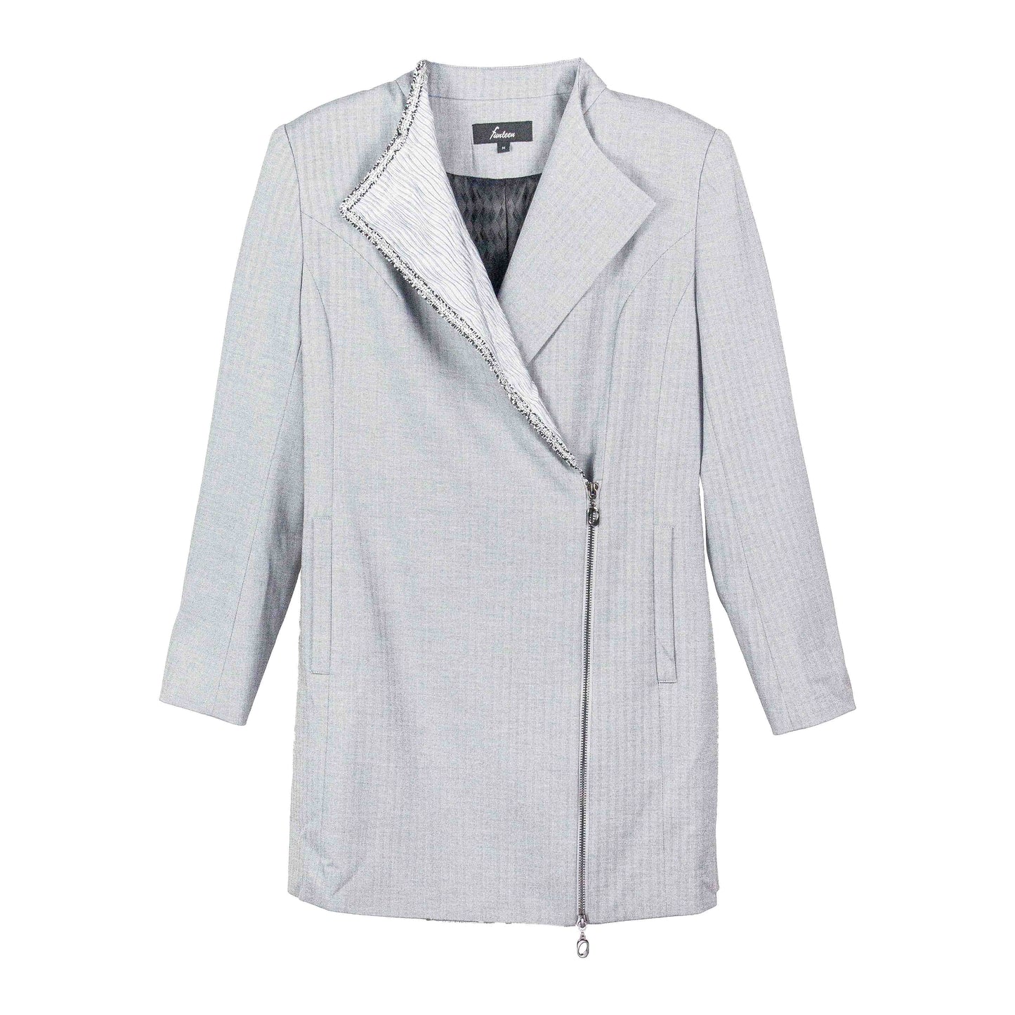 Grey Collared & Zippered Coat