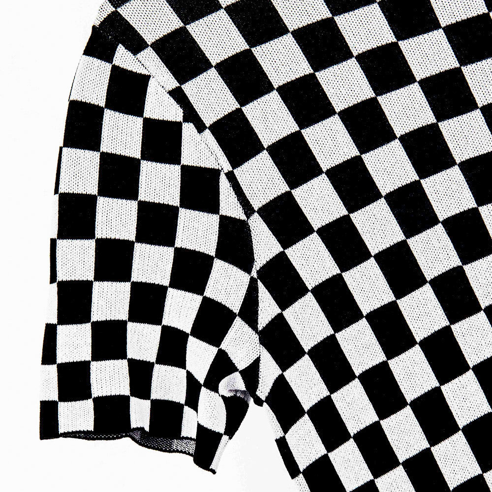 Checkered Blossom Knit Top