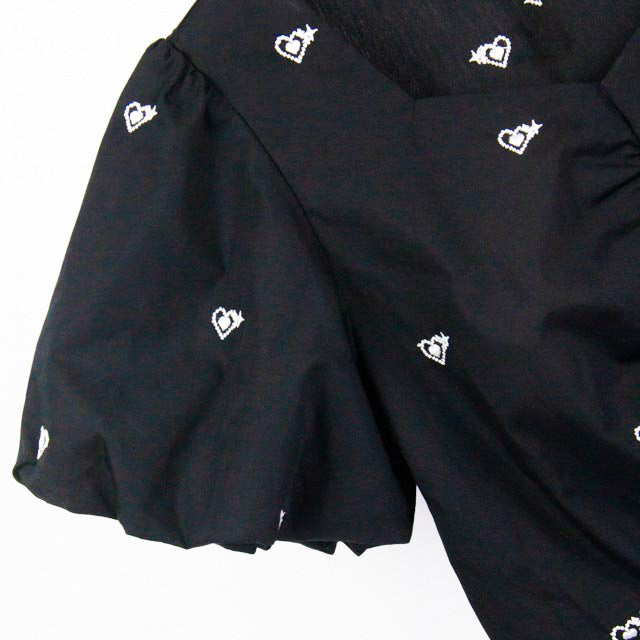 Heart Embroidered Peplum Top