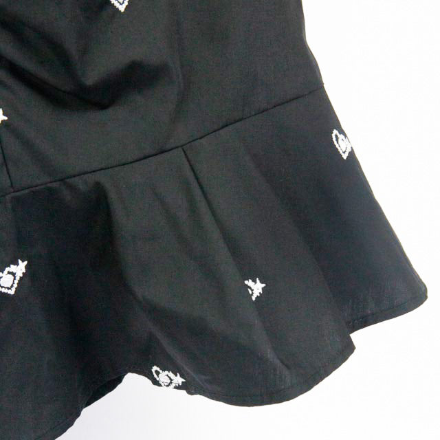 Heart Embroidered Peplum Top