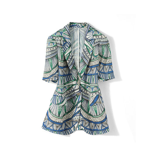 Geometric Wrap Blazer