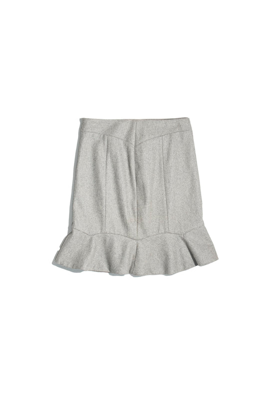 Structured Ruffle Hem Wool-Like Skirt