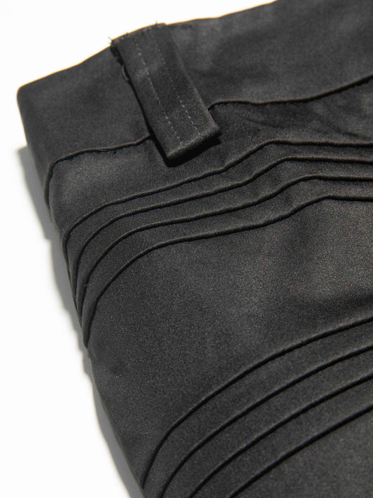 Structured Pleat Detail Black Skirt