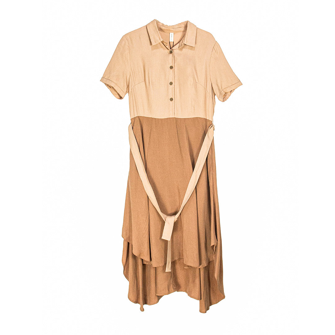 Earthen Hues Pocketed Midi Dress