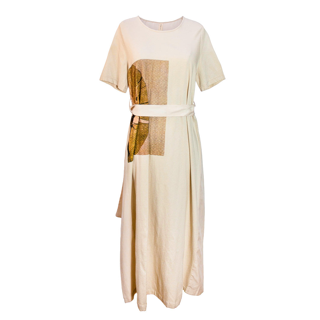 Abstract Elegance Belted Dress
