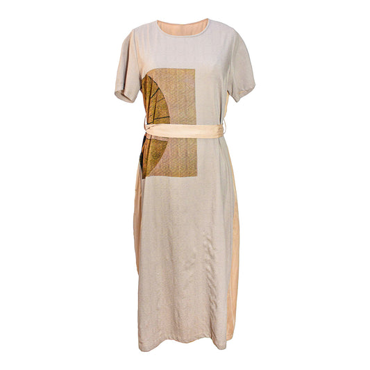 Abstract Elegance Belted Dress