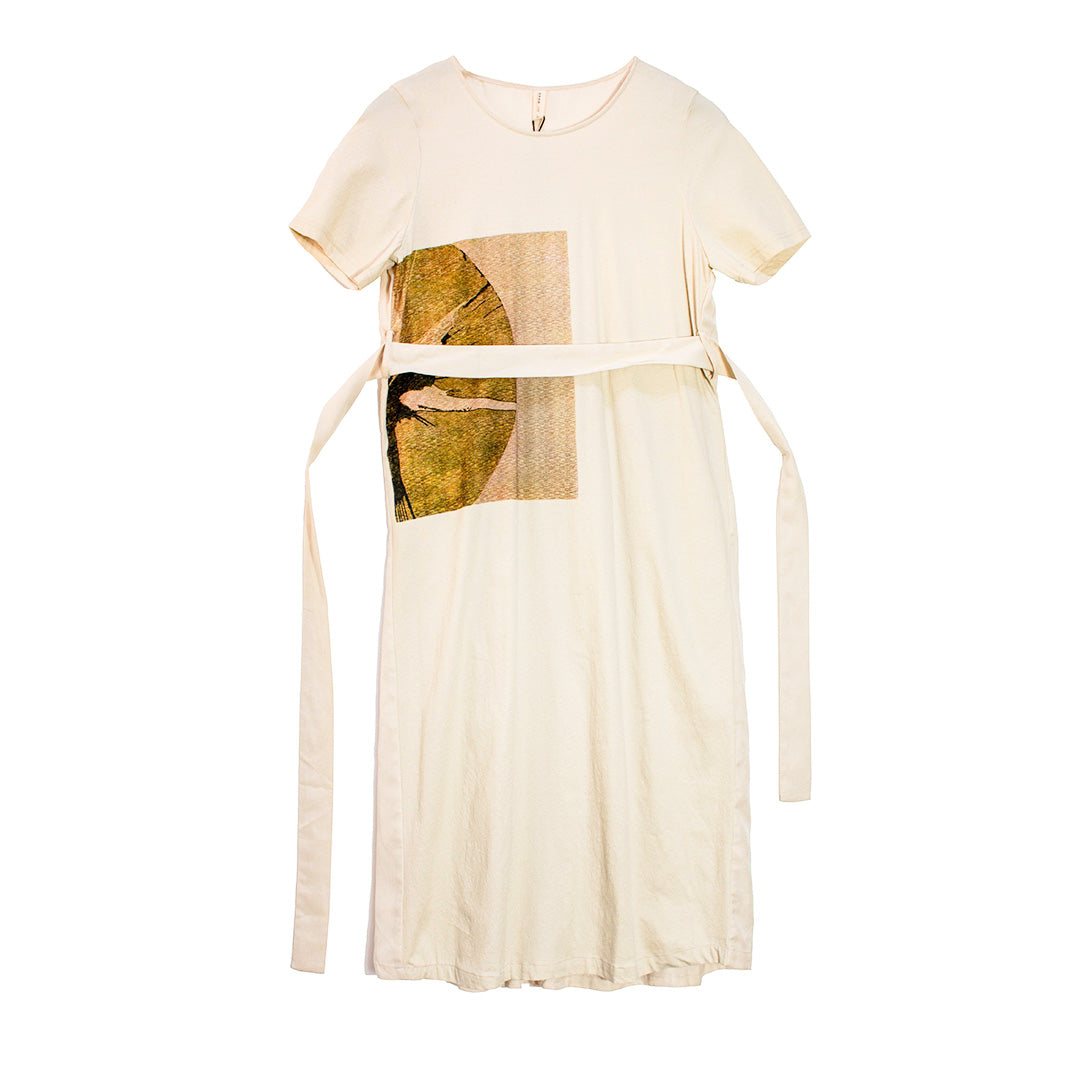 Abstract Elegance Belted Dress