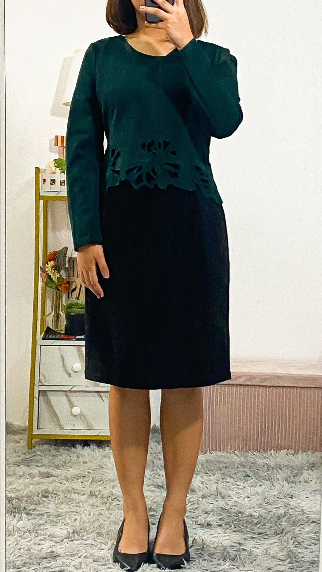 Emerald Overlay Panel Dress