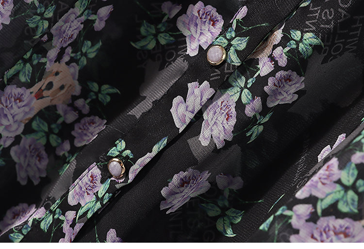 Midnight Garden V-Neck Blouse