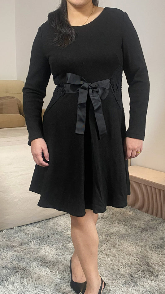 Lace Ribbon Fit & Flare Dress