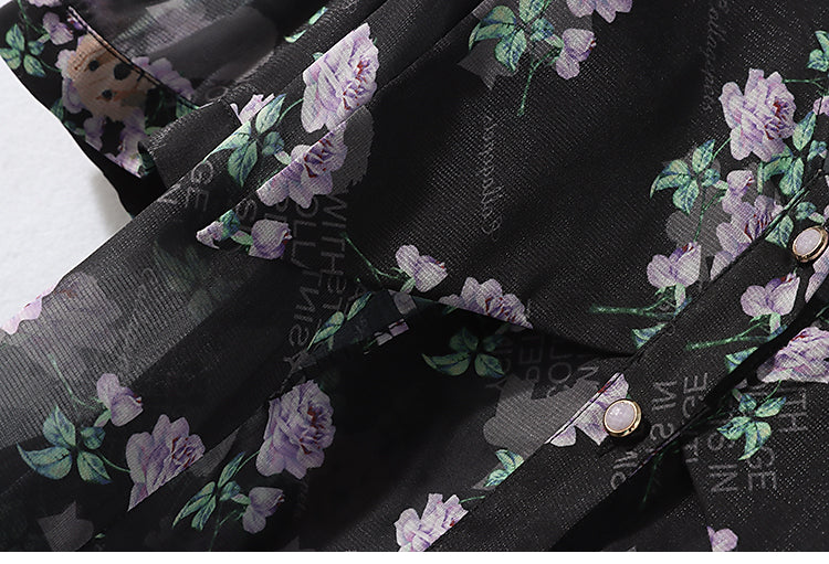 Midnight Garden V-Neck Blouse