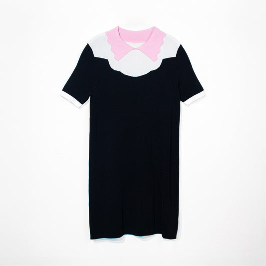 Knitted Contrast Collar Dress