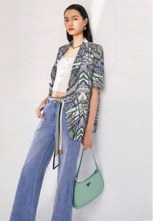 Geometric Wrap Blazer